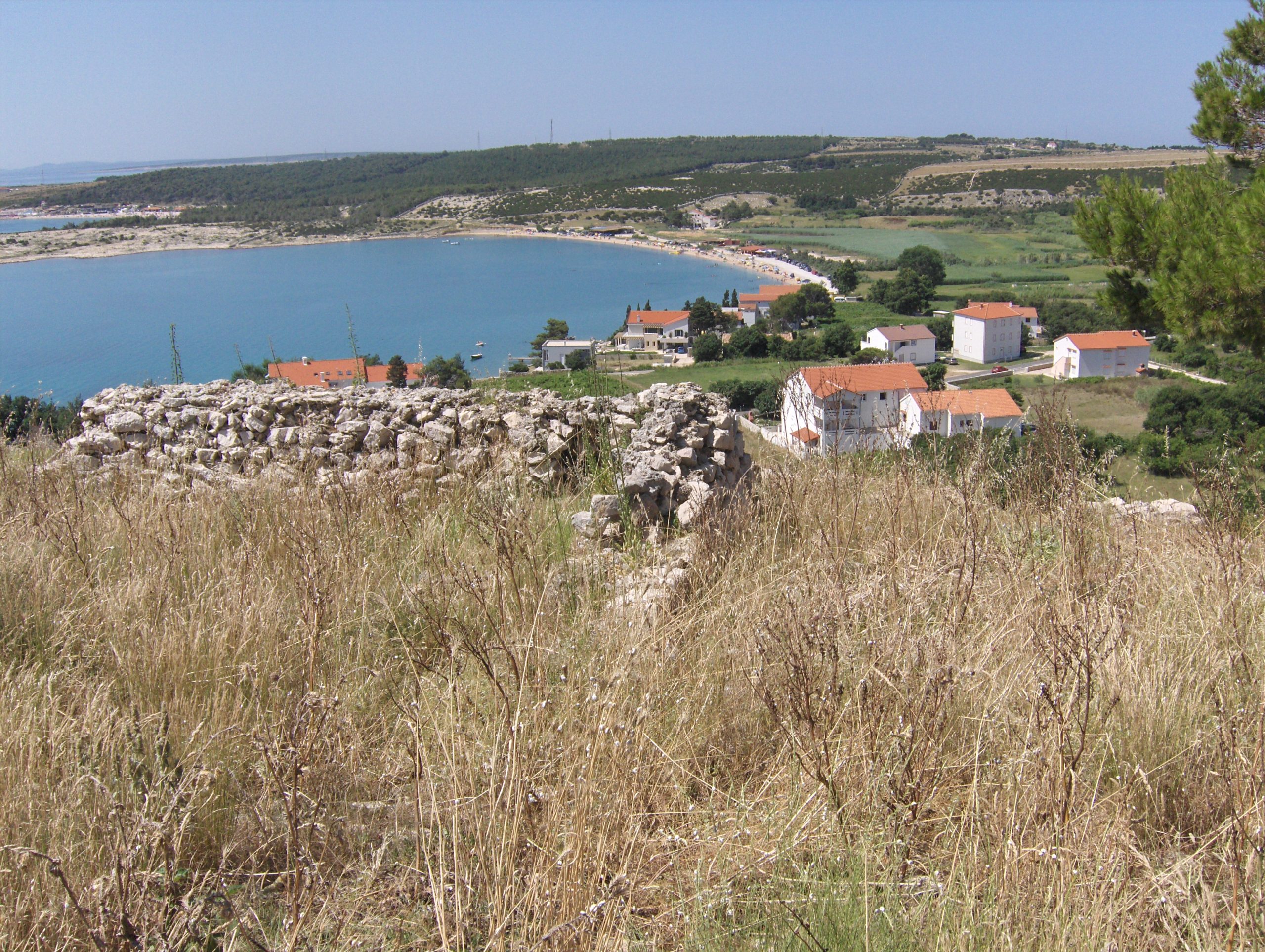 View over Caska cove and Pag bay seen from the Sveti Juraj hill above Caska